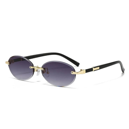 New Rimless Sunglasses Oval Fashion Popular Women Men Shades Small Ellipse Sun Glasses for Female Male Party Traveling Glasses
