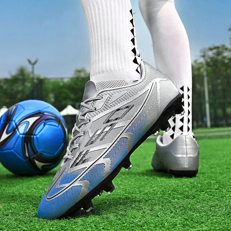Chaussures de football pour jeunes, crampons pour terrain dur, fermeture à lacets, chaussures de football pour enfants, garçons et filles, chaussures d'entraînement pour activités de plein air.
