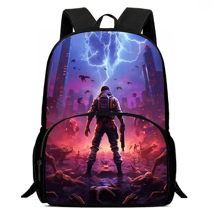15-инчова Fortnite раница с анимационен дизайн, унисекс, за момчета и момичета, с преден джоб, лека ученическа раница с голям капацитет