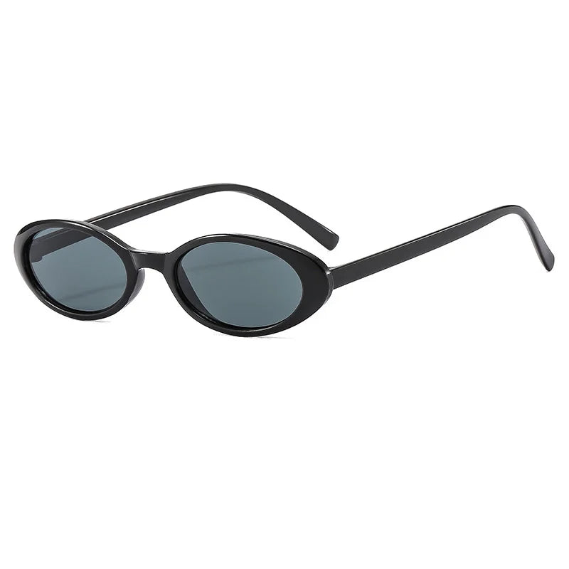 New Small Oval Sunglasses Women Men Trendy Vintage Hip Hop Cat Eye Sun Glasses Female Leopard Black Punk Eyewear UV400 Oculos