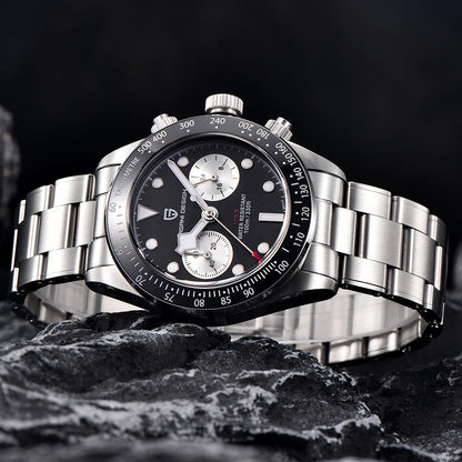 Relógio para homem PAGANI DESIGN «Panda» – Cronógrafo de quartzo de luxo, estanque, vidro de safira com tratamento antirreflexo, relógio desportivo luminescente