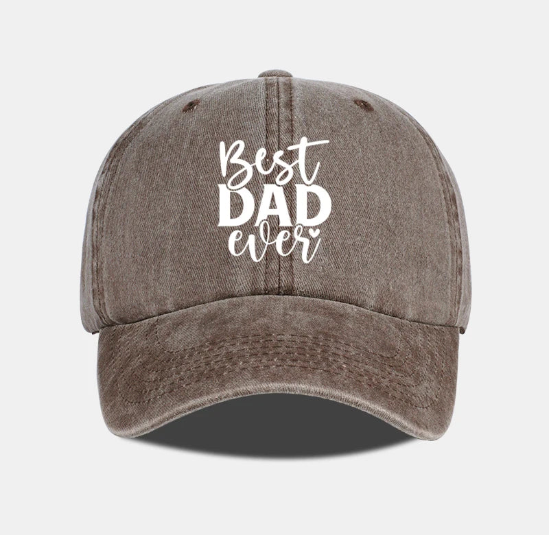 “Best DAD Ever” Printed Vintage Washed Baseball Cap – Adjustable, Casual, Men's Father's Day Gift, Dad Cap – Fishing & Hiking