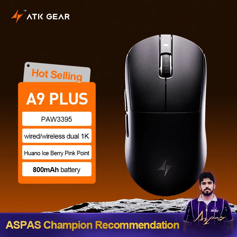 ATK Dragonfly A9 Ultra draadloze gamingmuis PAW3950 ultralicht tri-mode ergonomische e-sports gamermuis voor FPS A9 SE Plus