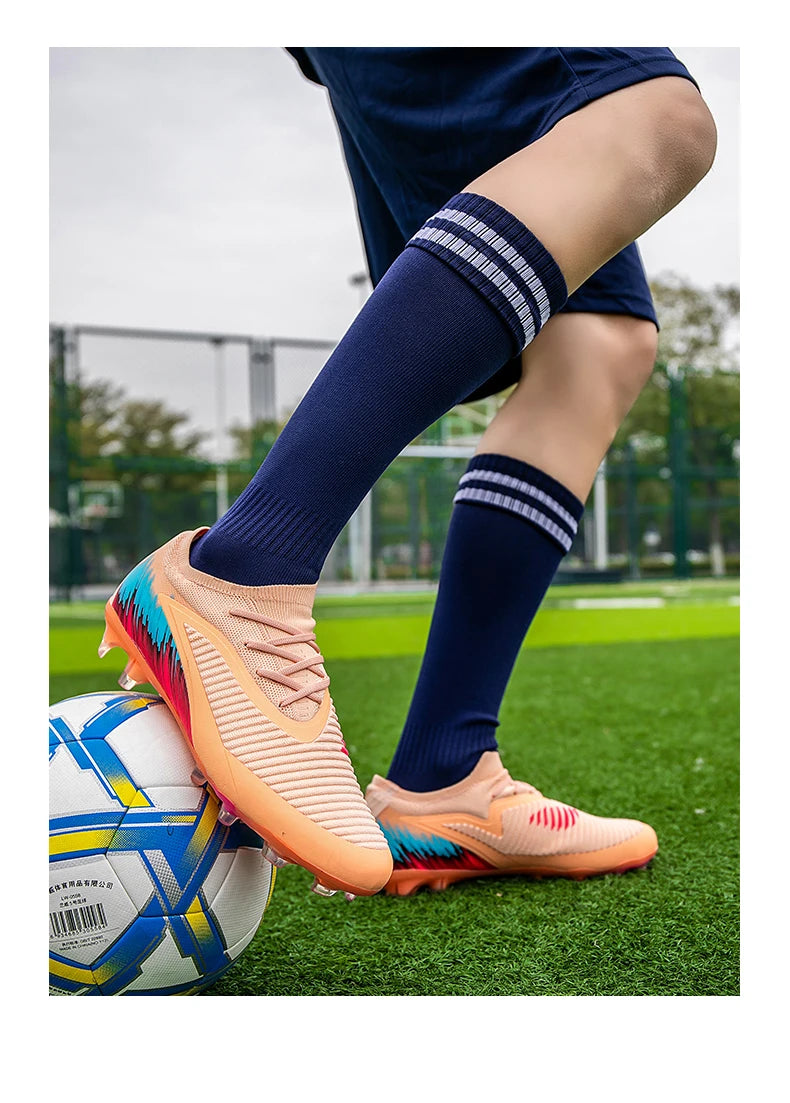 New Men Football Boots Shoes Match Training Soccer Shoes Non-Slip Cleats Long Spikes FG Ultralight Outdoor Sneaker Drop Shipping