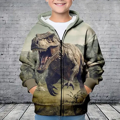 Hoodies Animal Dinosaurs 3D Printed Zipper Sweatshirts Boys Girls Sweatshirts Children Fashion Long Sleeve Oversized Hoodie Coat, produit gaming premium Fraquane, produits de luxe, nouvelle génération, équipement gamer