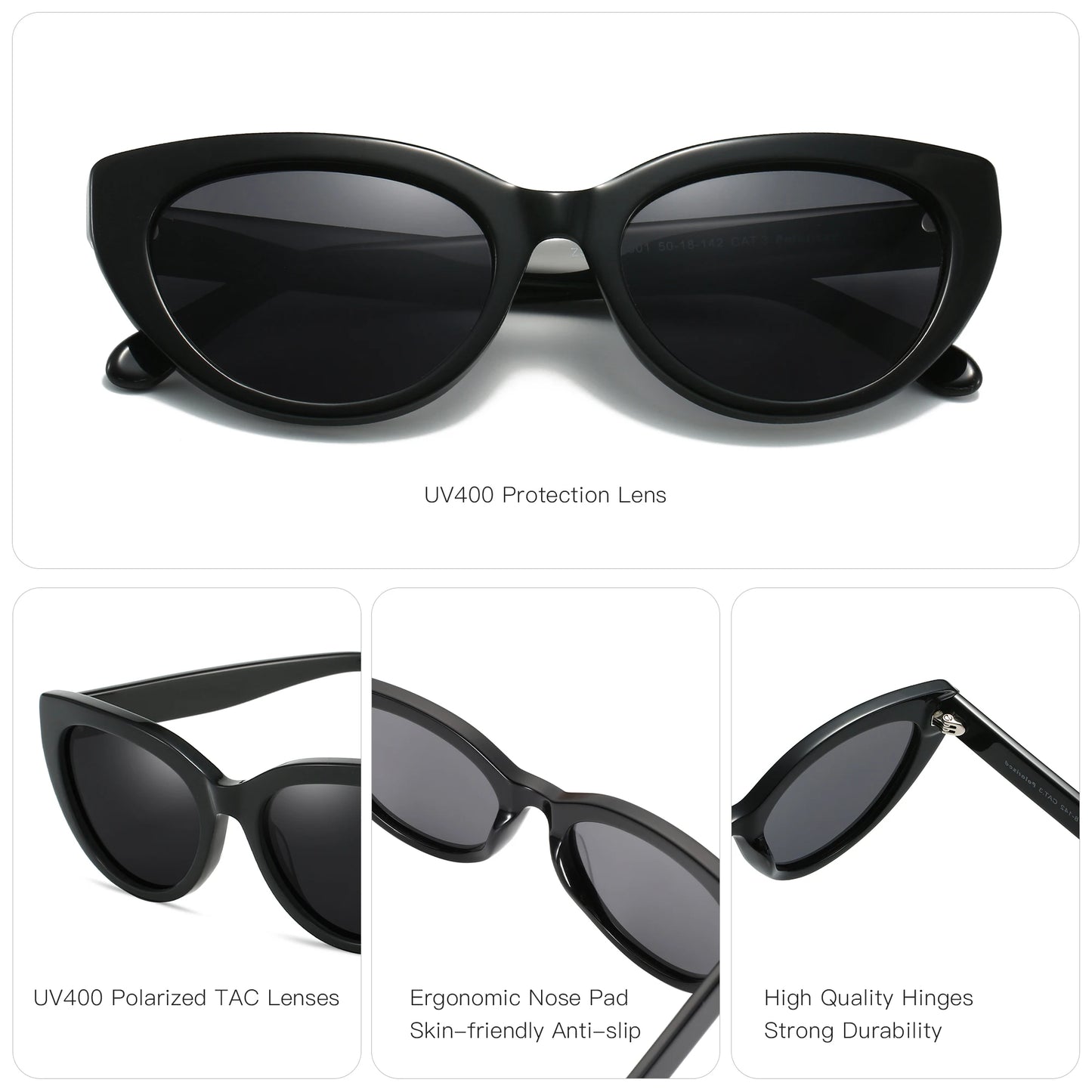 ZENOTTIC Retro Cat Eye Polarized Sunglasses Handmade Acetate UV400 Protection Sun Glasses Shade for Women
