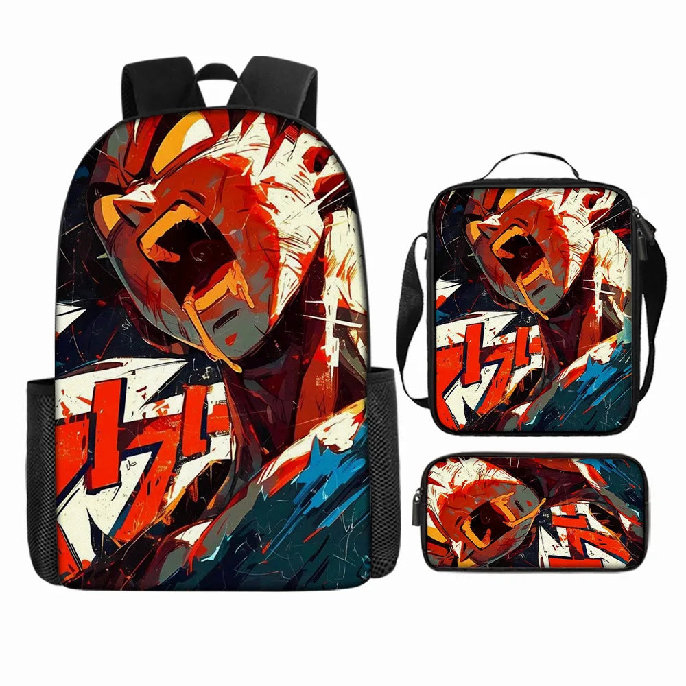 Dragon Ball 3Pcs/Set Backpacks Goku Vegeta Cartoon Print Lunch Bag Pencil Bags Student Casual School Bags Return To School Gift