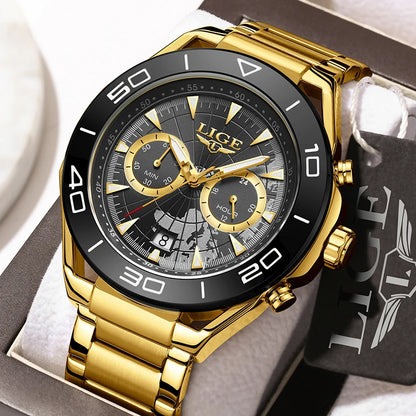 LIGE Top Brand Luxury Mens Watches Casual Business Watch Men Fashion Waterproof Military Men's Quartz Wristwatch Montre Homme