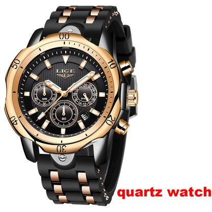 Montres-bracelets mécaniques automatiques pour hommes LIGE – Montre de luxe haut de gamme avec tourbillon, modèle élégant et étanche, idéal pour le travail ou les occasions formelles.