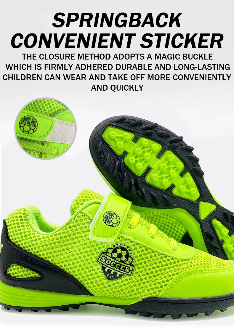 Boy Girl Tf Children's Football Shoes Hook Loop Football Boots No Spikes Lacrosse Beginner Cricket Shoes Baseball Shoes