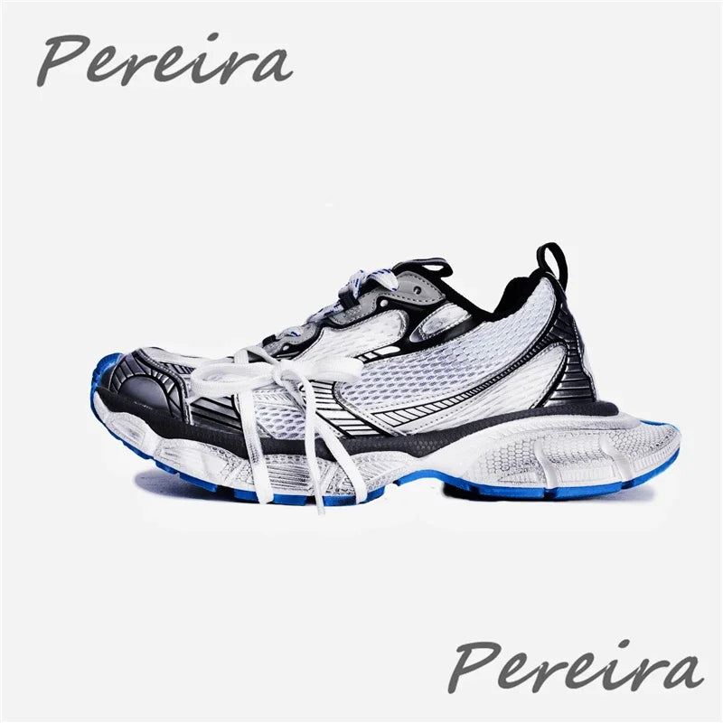 Street Style Thick Sole Men Sneakers New Mixed Colors Lace-Up Couple Casual Shoes Comfortable Breathable Running Walking Shoes