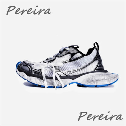 Street Style Thick Sole Men Sneakers New Mixed Colors Lace-Up Couple Casual Shoes Comfortable Breathable Running Walking Shoes
