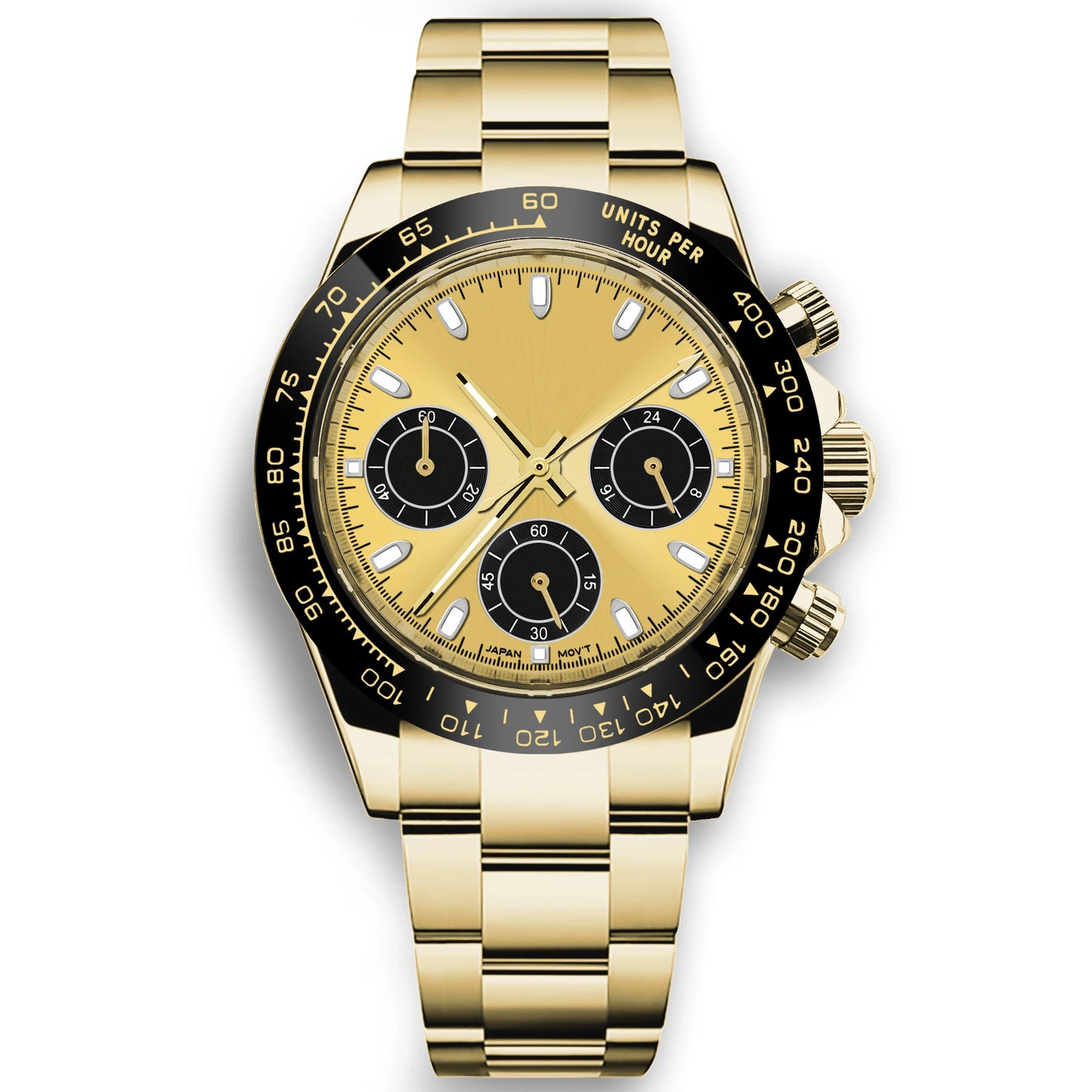 Custom Logo Panda Dial Daytona Homage Watch 40mm Stainless Steel Sapphire Ceramic Bezel Quartz Movement  Luxury Men RELOJ