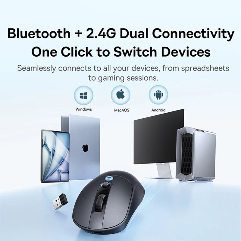 【NOVINKA】Baseus EM2 ergonomická bezdrátová myš Bluetooth 5.3 2.4G nabíjení Type-C ultralehká tichá myš s přizpůsobitelným tlačítkem