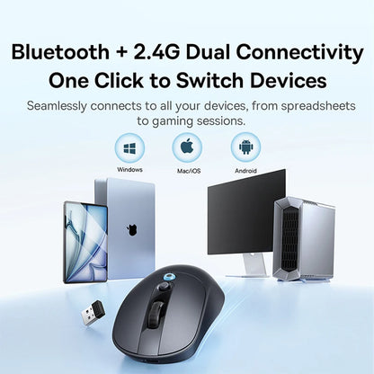【NOVINKA】Baseus EM2 ergonomická bezdrátová myš Bluetooth 5.3 2.4G nabíjení Type-C ultralehká tichá myš s přizpůsobitelným tlačítkem