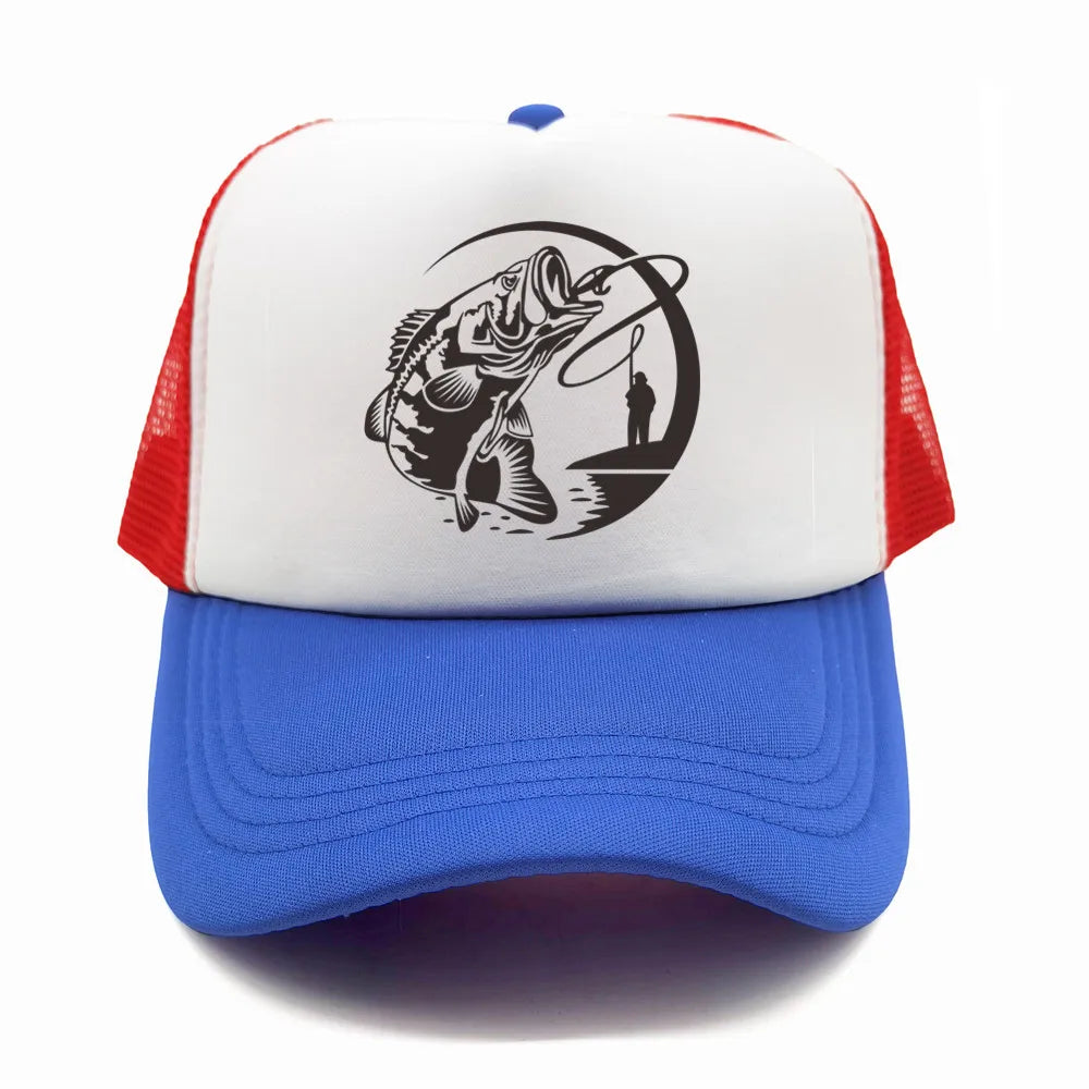 Fiske-skelett-trucker-keps, sommar, herr, cool fiskarkeps, basebollkeps, unisex, utomhus, nätkepsar, MZ-238