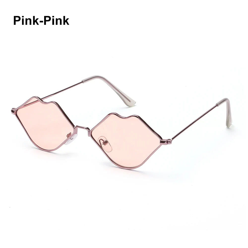 Sexy Red Lips Sunglasses for Men Women Trendy Retro Metal Frame Halloween Party Cosplay Eyewear Fashion Ocean Lens Sun Glasses