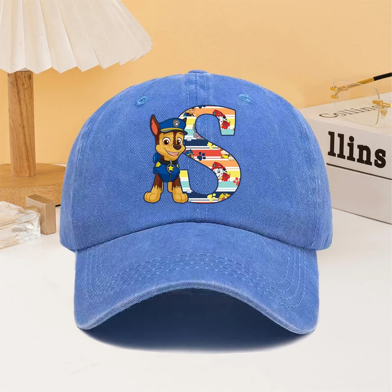 Paw Patrol Fashion Baseball Cap for Men Women Cartoon Letter A-Z Printed Peaked Caps Male Female Summer Hip Hop Sunshade Hat