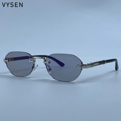 Square Rimless Punk Sunglasses Men 2026 Luxury Designer Vintage Small Frameless Sun Glasses Male Eyewear Hip Hop Outdoor Shades