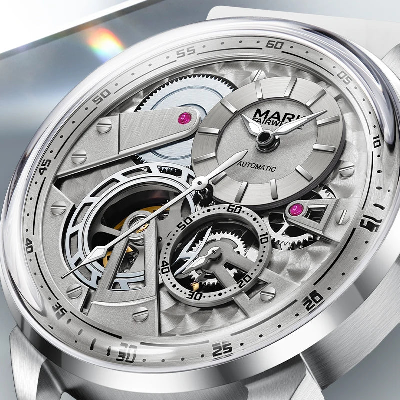 MARK FAIRWHALE Men’s Luxury Automatic Mechanical Watch  46mm Stainless Steel Business Wristwatch