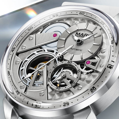 MARK FAIRWHALE Men’s Luxury Automatic Mechanical Watch  46mm Stainless Steel Business Wristwatch