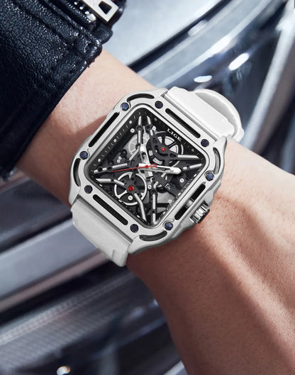 LIGE New Fashion Men Watches Luxury Large Dial Square Design Quartz Watch Casual Silicone Band Men's Sports Watches Reloj Hombre