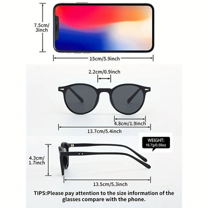 Fashionable and Simple Round Frame Neutral Sunglasses with UV Protection, Suitable for Daily Commuting Wear