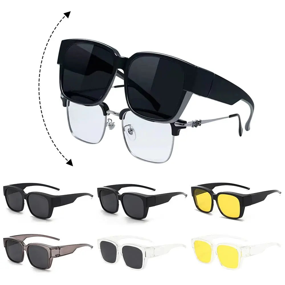 Polarized Fit Over Glasses Sunglasses Trendy Square Wrap Around Shades UV400 Protection Sun Glasses Can Be Worn Over Other Glass