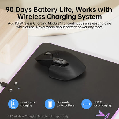 Rapoo MT760L/MT760M daugiarėžimė įkraunama belaidė pelė, ergonomiška, 4000 DPI, palaiko iki 4 įrenginių, Bluetooth pelė