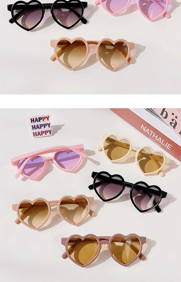 New Kids Cartoon Heart Sunflower Fruit Rabbit Ears Sunglasses Girls Boy Children Outdoor Round Polarized UV400 Sun Glasses
