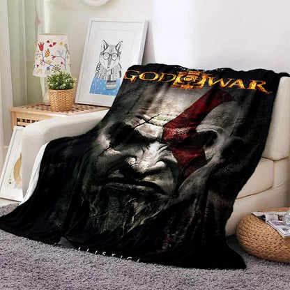 God of War Games Kratos Cartoon 3D Soft Blankets,Keep Warm Throw Blanket Comfortable Blanket for Picnic Beds Sofa Home Bedroom
