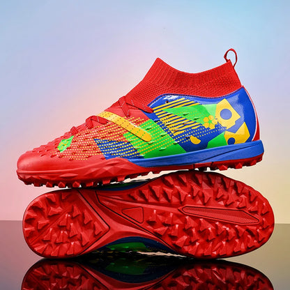 Nouveaux hommes chaussures de Football de haute qualité en plein air haute cheville ultraléger bottes de Football en salle chaussures de sport antidérapantes Futsal antidérapantes