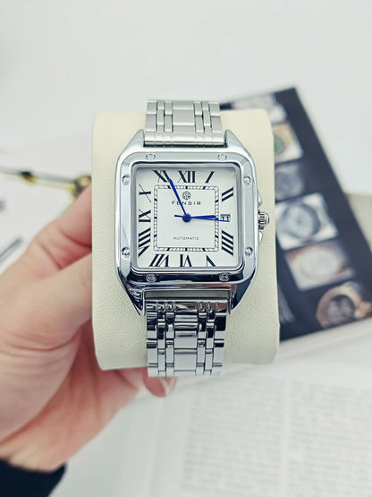 Luxury Square Watch for Men, Calendar Display, Stainless Steel Strap, High-End Luxury Small Square Men's Watch, Stylish Business Casual Versatile Trendy Men's Wristwatch, the Best Gift for Him