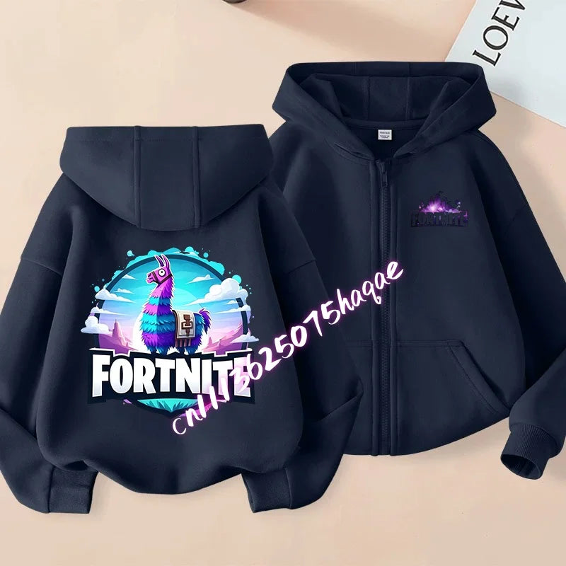 Nowa dziecięca bluza z kapturem Fortnites na zamek, kreskówkowa anime, casualowa i oddychająca kurtka dla chłopców, odzież dziecięca na wiosnę 2026