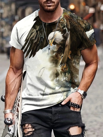Fashion Eagle Grafik-T-Shirts Luxus-T-Shirt Sommer-T-Shirts für Herren Freizeit-Oberteile Kurzarm-T-Shirt 3D-Druck Herrenbekleidung
