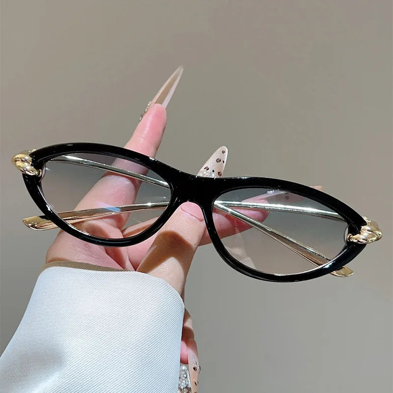 vintage small cat eye sunglasses for women new fashion beige gradient alloy sun glasses ladies elegant driving shades uv400