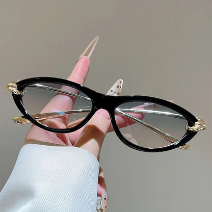 vintage small cat eye sunglasses for women new fashion beige gradient alloy sun glasses ladies elegant driving shades uv400