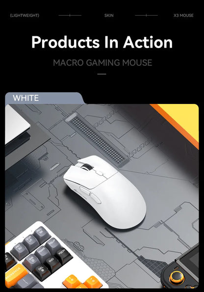 Mouse de gaming wireless Attack Shark R1 Lightweight Bluetooth 2.4G, PAW3311, 18000DPI, ergonomic, cu macrocomenzi