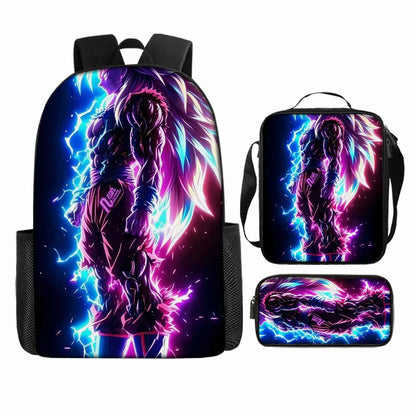 Dragon Ball 3Pcs/Set Backpacks Goku Vegeta Cartoon Print Lunch Bag Pencil Bags Student Casual School Bags Return To School Gift