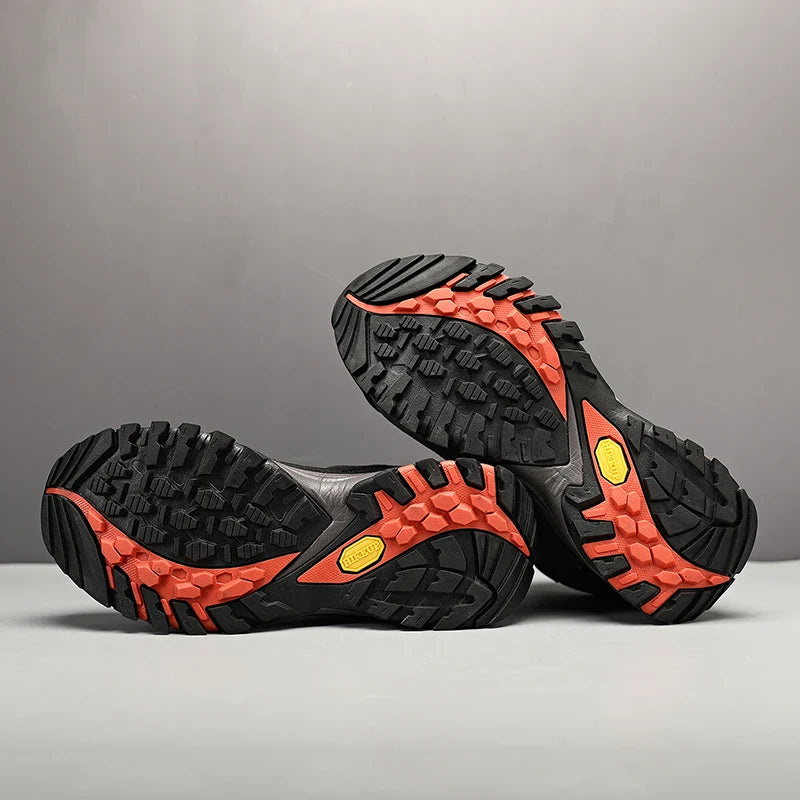 HIKEUP-Bottes de randonnée en daim pour hommes, chaussures de plein air à lacets, bottes de sport chaudes, chaussures de trekking décontractées, non ald, haut, hiver