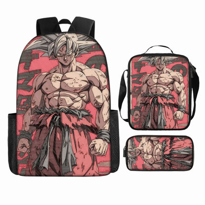 Dragon Ball 3Pcs/Set Backpacks Goku Vegeta Cartoon Print Lunch Bag Pencil Bags Student Casual School Bags Return To School Gift