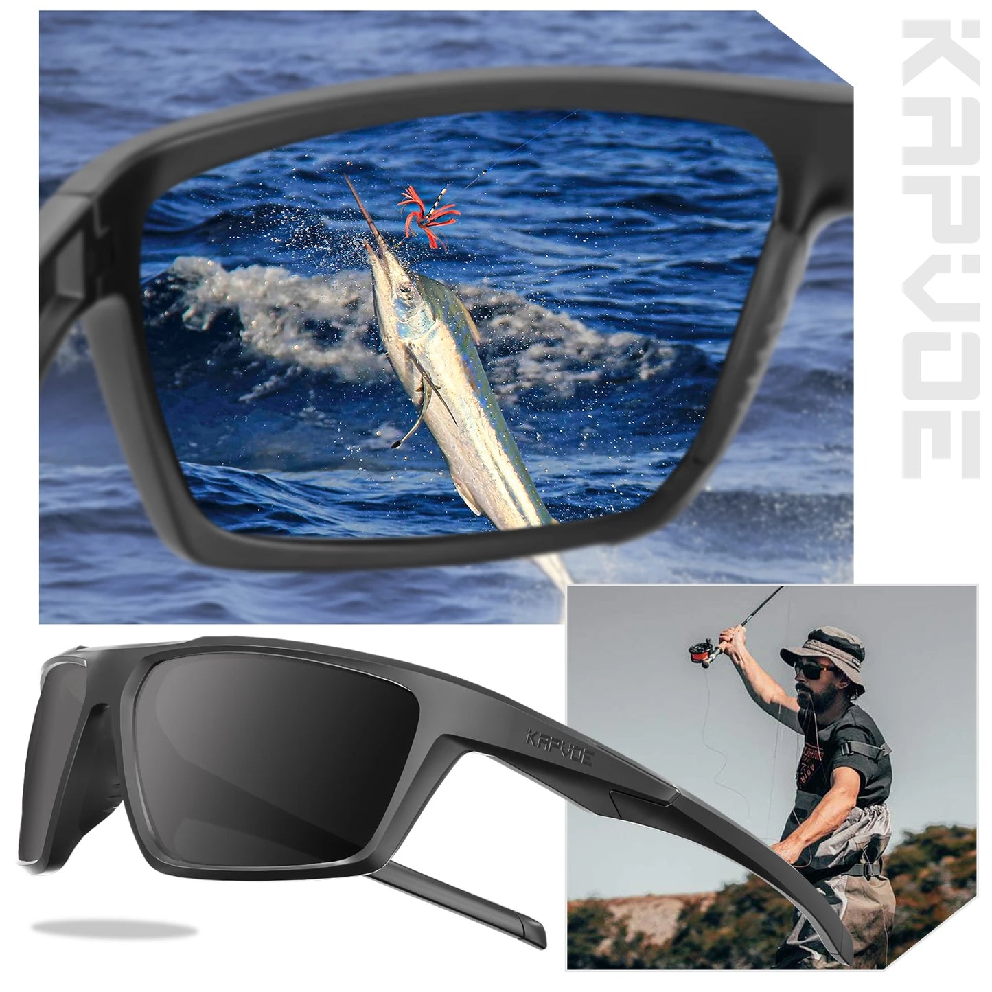 KAPVOE Polarized Hiking Fishing Glasses Beach Essentials Road Bike Cycling Sunglasses MTB Bicycle Outdoor Sports golf Eyewear