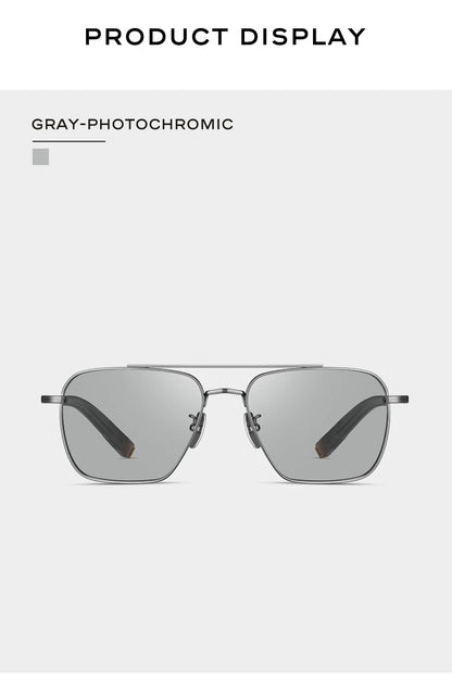 CAPONI Polarized Men Sunglasses Seiko Pure Titanium Photochromic Outdoor Driving Shades UV400 Original Brand Sun Glasses BS50004