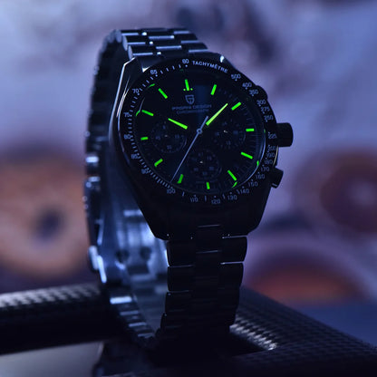 PAGANI DESIGN 2026 New Moon Watch Retro Luxury Quartz Watches For Men Stainless steel Luminous waterproof Sport Chronograph Man