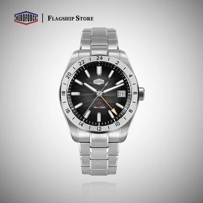HEROFORCE Business Quartz Watch Men Clock GMT Date Luxury Man Wristwatch Waterproof Luminous Stainless Steel Men's Watches Reloj
