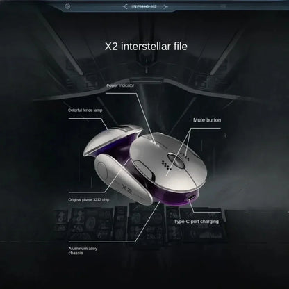 Inphic X2 trostruki način rada metalni Bluetooth bežični miš, tihi, punjivi, s e-sport pozadinskim osvjetljenjem, gaming dodatak za PC i prijenosna računala, poklon