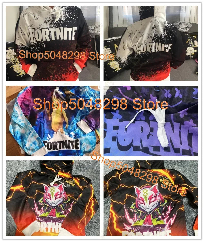 Sweatshirt com capuz para homem e mulher com estampado 3D Battle Royale Fortnite Victory — hoodie streetwear com capuz para rapazes e raparigas