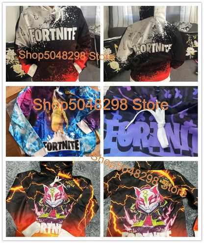 Sweatshirt com capuz para homem e mulher com estampado 3D Battle Royale Fortnite Victory — hoodie streetwear com capuz para rapazes e raparigas