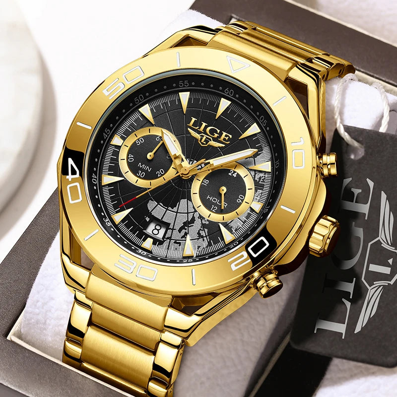 LIGE Top Brand Luxury Mens Watches Casual Business Watch Men Fashion Waterproof Military Men's Quartz Wristwatch Montre Homme