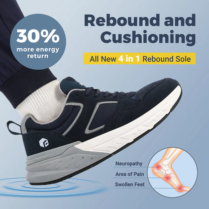 FitVille Newest Running Shoes for Men Wide Width Sneakers with Arch Support for Flat Feet Heel Pain Relief Plantar Fasciitis